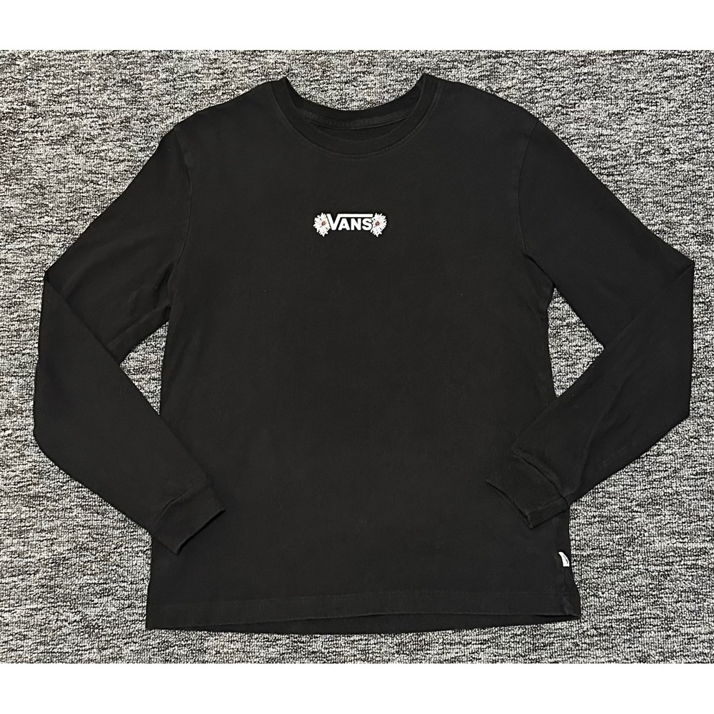 Vans Mens Small Black Long Sleeve Graphic T-Shirt Daisy Checkerboard VN0A4QABBLK - Picture 3 of 9